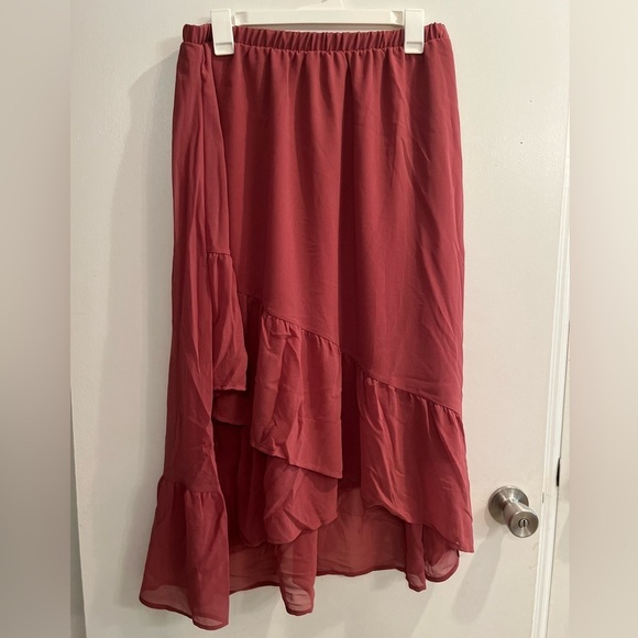 A New Day ruffle midi skirt in rose pink, size medium, new! - Picture 2 of 10